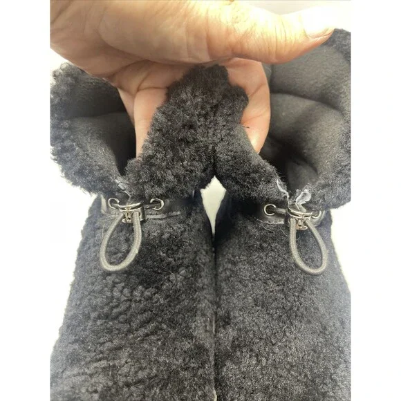 Marc Fisher Kamryn Genuine Shearling Black Leather Bootie Sz 5 1/2 DEFECT - Picture 11 of 12